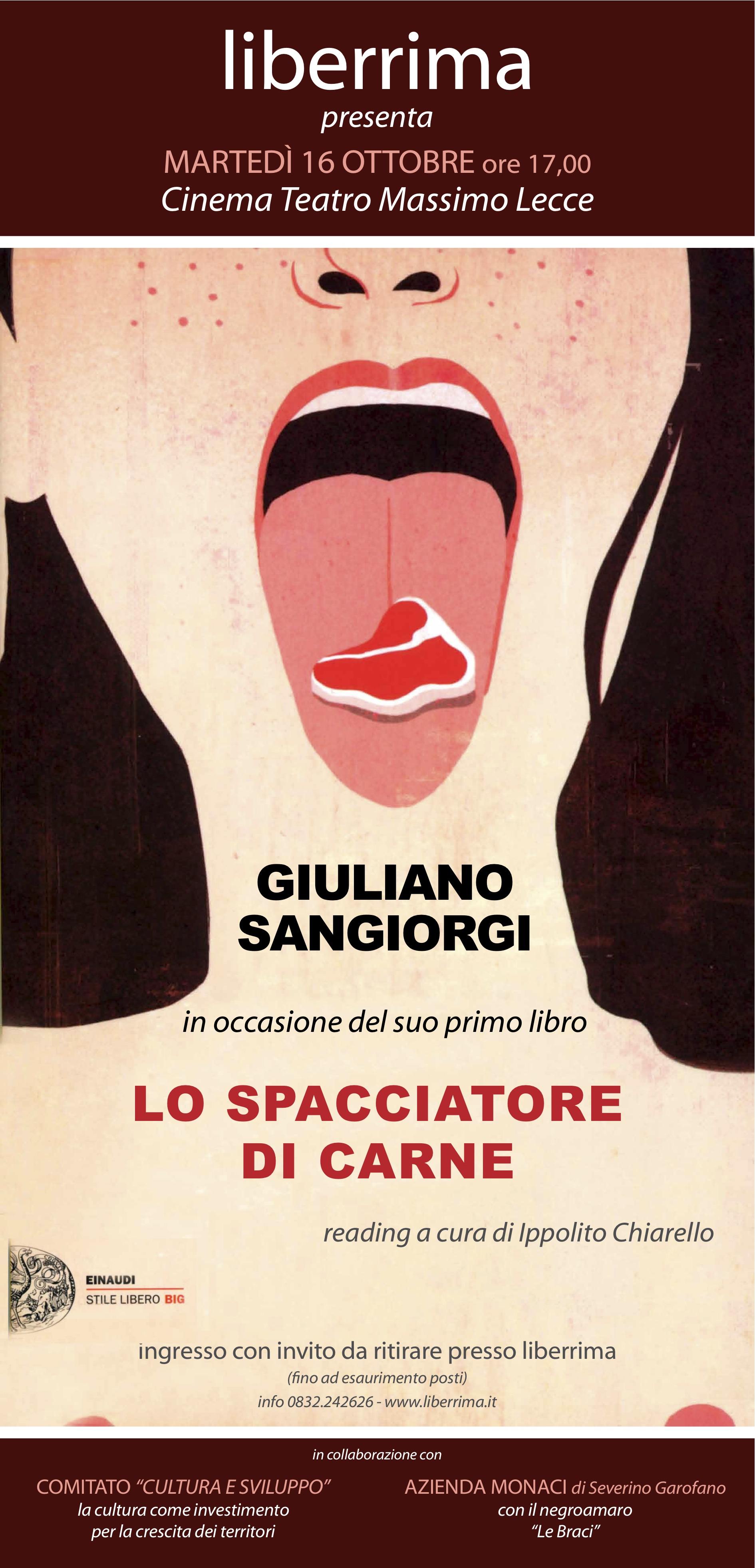 Locandina evento Liberrima Lecce - Lo Spacciatore di carne